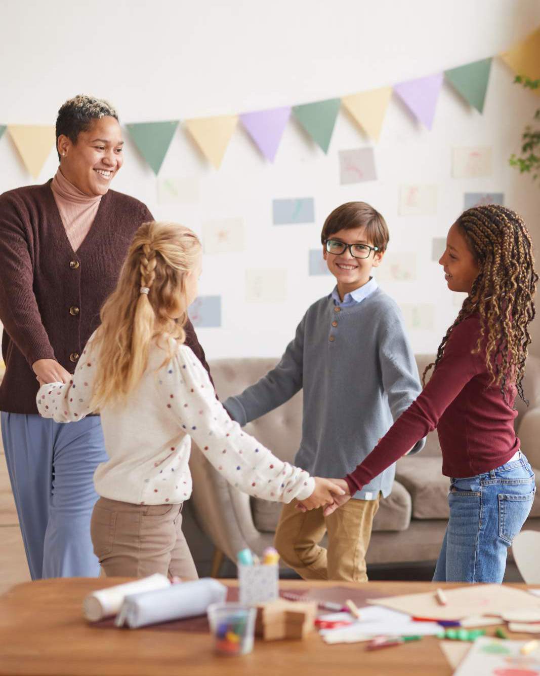 Volunteer with children